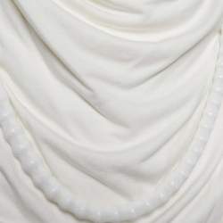 Givenchy Off-White Stretch Knit Beaded Chain Detail Draped Blouse M