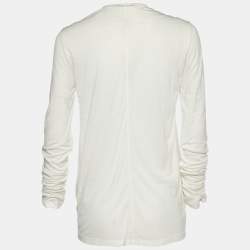 Givenchy Off-White Knit Lace Inlay Cowl Neck Lace Blouse L