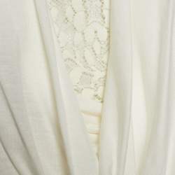 Givenchy Off-White Knit Lace Inlay Cowl Neck Lace Blouse L