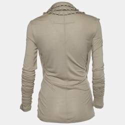 Givenchy Beige Silk Knit Ruffle Detail Top M