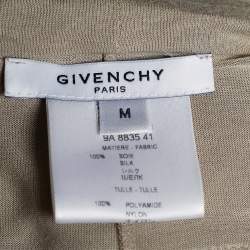 Givenchy Beige Silk Knit Ruffle Detail Top M