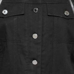 Givenchy Black Denim & Leather Zip Detail Button Front Jacket M