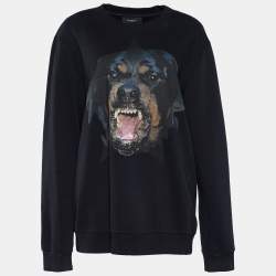 Pre Owned Givenchy Black Cotton Knit Rottweiler Sweatshirt M