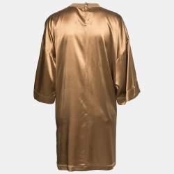 Pre Owned Givenchy Brown Satin Silk Crewneck Oversized Tunic M
