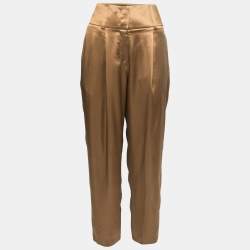 Givenchy Brown Silk Satin Pleated Trousers M