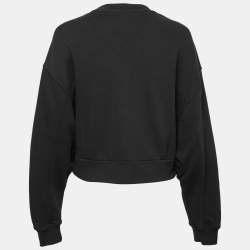 مملوكة مسبقًا Givenchy Black Cotton Logo Printed Cropped Crewneck Sweatshirt M
