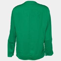 Givenchy Green Synthetic Draped Long Sleeve Blouse M