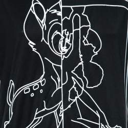 Pre Owned Givenchy Black Bambi Print Jersey Crew Neck T-Shirt S