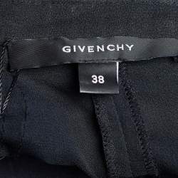 Pre Owned Givenchy Black Silk Mesh Ruffled & Embellished Sheer Blouse M