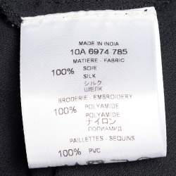 Pre Owned Givenchy Black Silk Mesh Ruffled & Embellished Sheer Blouse M