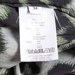 Givenchy Green Jaguar Print Silk Oversized Blouse S 