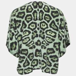 Givenchy Green Jaguar Print Silk Oversized Blouse S 