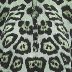 Givenchy Green Jaguar Print Silk Oversized Blouse S 