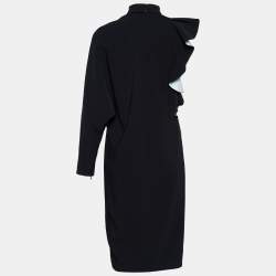 Givenchy Black Crepe Ruffle Detail Mini Dress S
