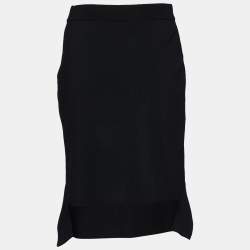 Pre Owned Givenchy Black Jersey Mini Ruffle Asymmetrical Hem Mini Skirt M