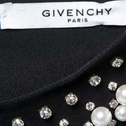 Pre Owned Givenchy Black Crepe Neck-Embellished Sheath Dress M