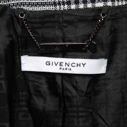 Givenchy Black Plaid Patterned Wool Belted Coat M  