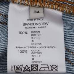 Pre Owned Givenchy Blue Denim Split Long Skirt S