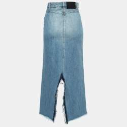 Pre Owned Givenchy Blue Denim Split Long Skirt S
