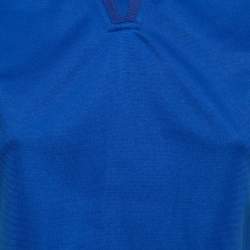 Pre Owned Givenchy Blue Cotton Knit Logo Tape Trimmed Sleeveless Top M