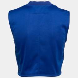 Pre Owned Givenchy Blue Cotton Knit Logo Tape Trimmed Sleeveless Top M