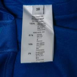 Pre Owned Givenchy Blue Cotton Knit Logo Tape Trimmed Sleeveless Top M