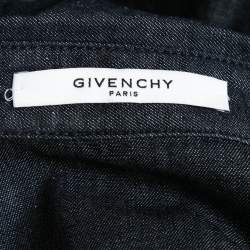 Pre Owned Givenchy Blue Denim Logo Printed Button Front Shirt L