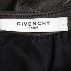 Pre Owned Givenchy Dark Brown Leather Flared Midi Dress M