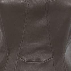 Pre Owned Givenchy Dark Brown Leather Flared Midi Dress M