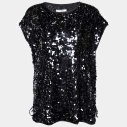 Givenchy Black Sequin Embellished Chiffon Top S