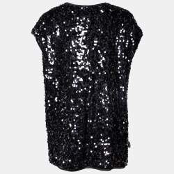 Givenchy Black Sequin Embellished Chiffon Top S