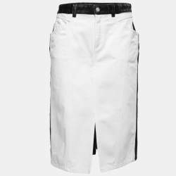 Givenchy White/Black Denim Contrast Knee Length Skirt M