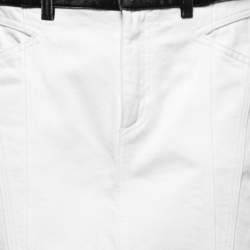 Pre Owned Givenchy White/Black Denim Contrast Knee Length Skirt M