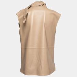 Givenchy Beige Lambskin Sleeveless Tie Neck Top M