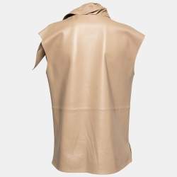 Givenchy Beige Lambskin Sleeveless Tie Neck Top M