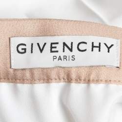Pre Owned Givenchy Beige & White Plisse Pleated Skirt S
