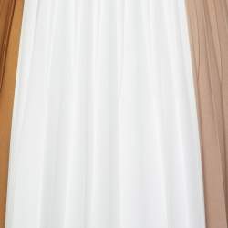 Pre Owned Givenchy Beige & White Plisse Pleated Skirt S