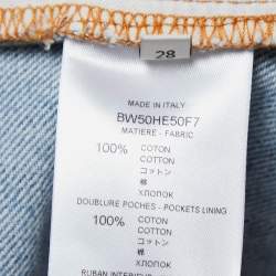Pre Owned Givenchy Blue Ripped Denim Straight Leg Jeans M Waist 28"