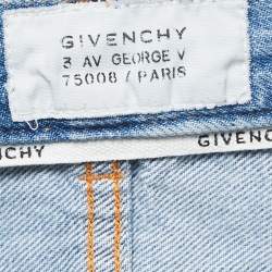 Pre Owned Givenchy Blue Ripped Denim Straight Leg Jeans M Waist 28"