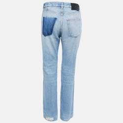 Pre Owned Givenchy Blue Ripped Denim Straight Leg Jeans M Waist 28"