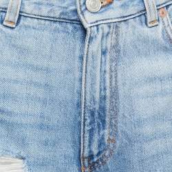 Pre Owned Givenchy Blue Ripped Denim Straight Leg Jeans M Waist 28"
