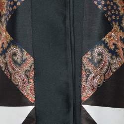 Givenchy Black Printed Silk Satin Oversized Mid Length Coat M