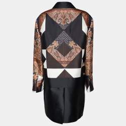 Givenchy Black Printed Silk Satin Oversized Mid Length Coat M