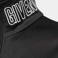 Givenchy Black Synthetic Logo Printed Collar Zip Front Jacket M