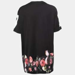 Pre Owned Givenchy Black Floral Print Cotton Half Sleeve T-shirt S