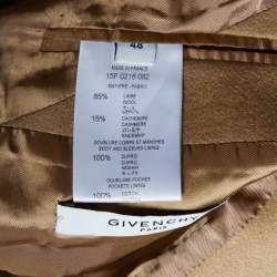 Givenchy Light Brown Wool & Cashmere Printed Detail Mid Length Coat XL