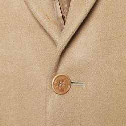 Givenchy Light Brown Wool & Cashmere Printed Detail Mid Length Coat XL