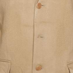 Givenchy Light Brown Wool & Cashmere Printed Detail Mid Length Coat XL