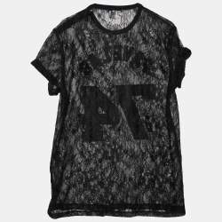 Givenchy Black Lace Favelas Applique Sheer Top S