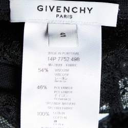 Givenchy Black Lace Favelas Applique Sheer Top S